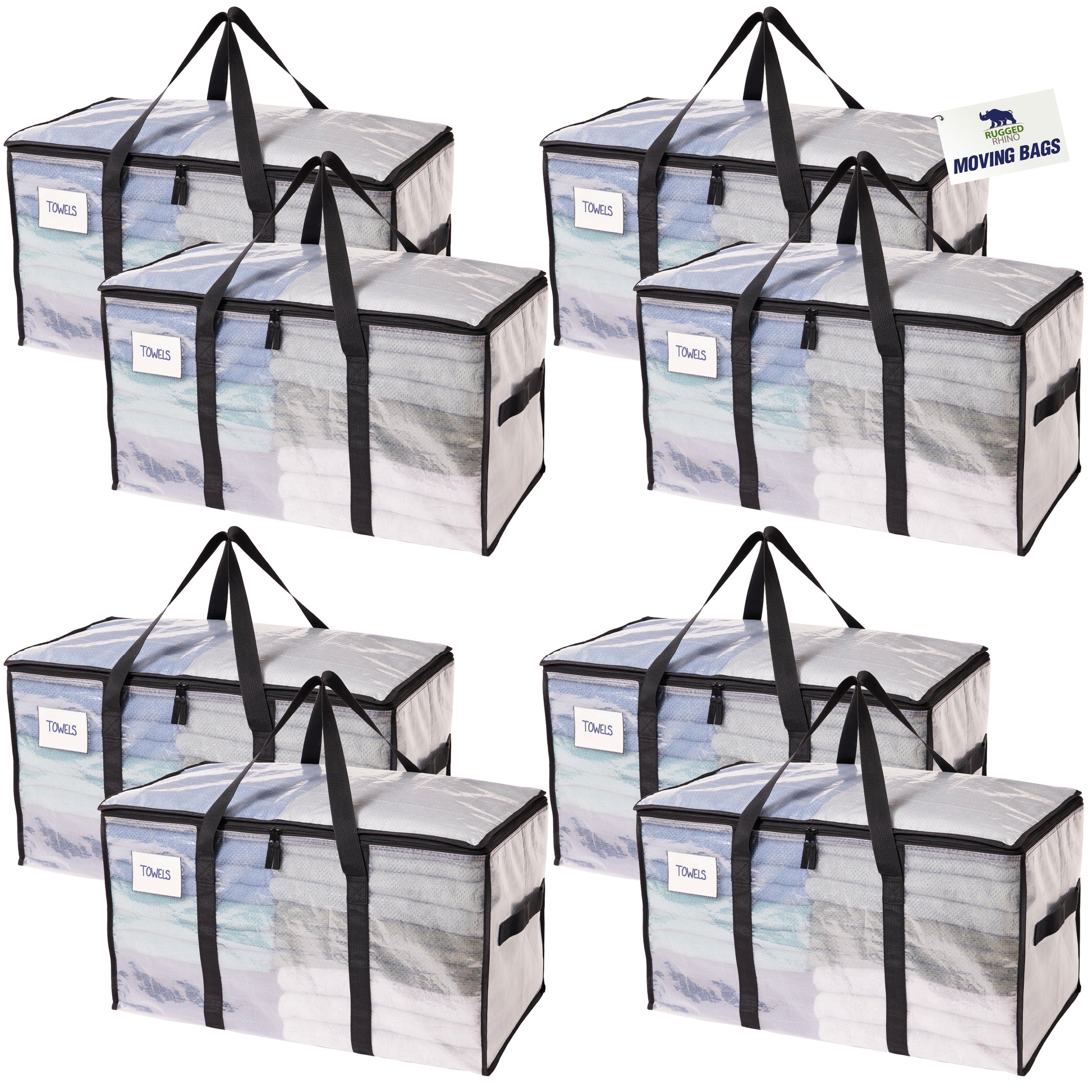 Rugged Rhino Moving Bags Gorilla Grip Translucent 8 Pack