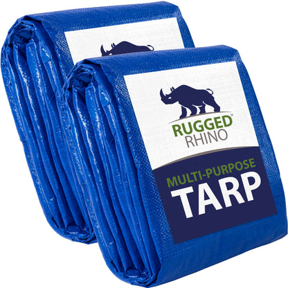 Rugged Rhino Multi-Purpose Tarp Gorilla Grip Blue 6' x 8' 2 Pack