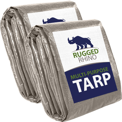 Rugged Rhino Multi-Purpose Tarp Gorilla Grip Silver 6' x 8' 2 Pack