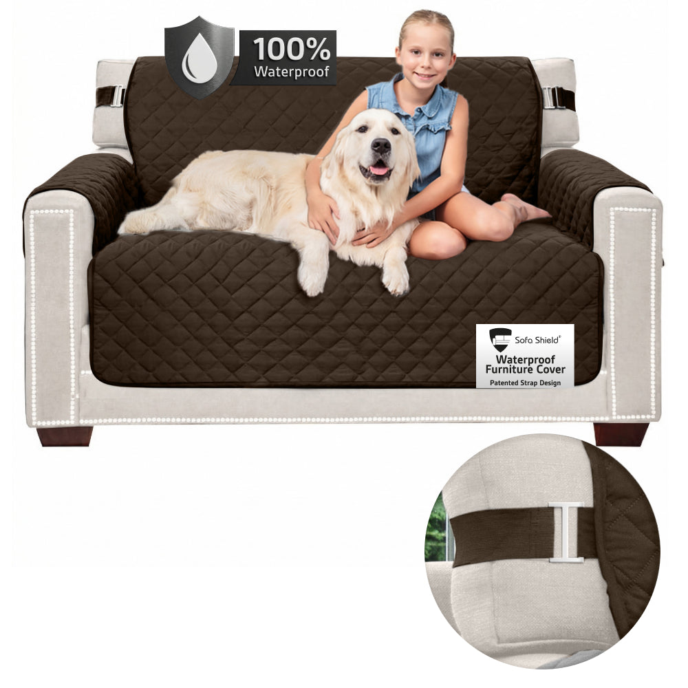 Sofa Shield Waterproof Sofa Cover Gorilla Grip Brown LoveSeat