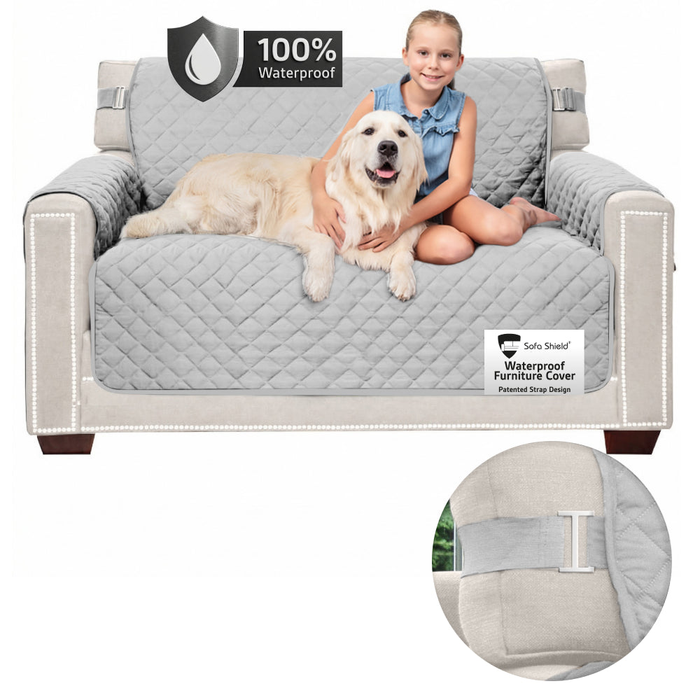 Sofa Shield Waterproof Sofa Cover Gorilla Grip Light Grey LoveSeat