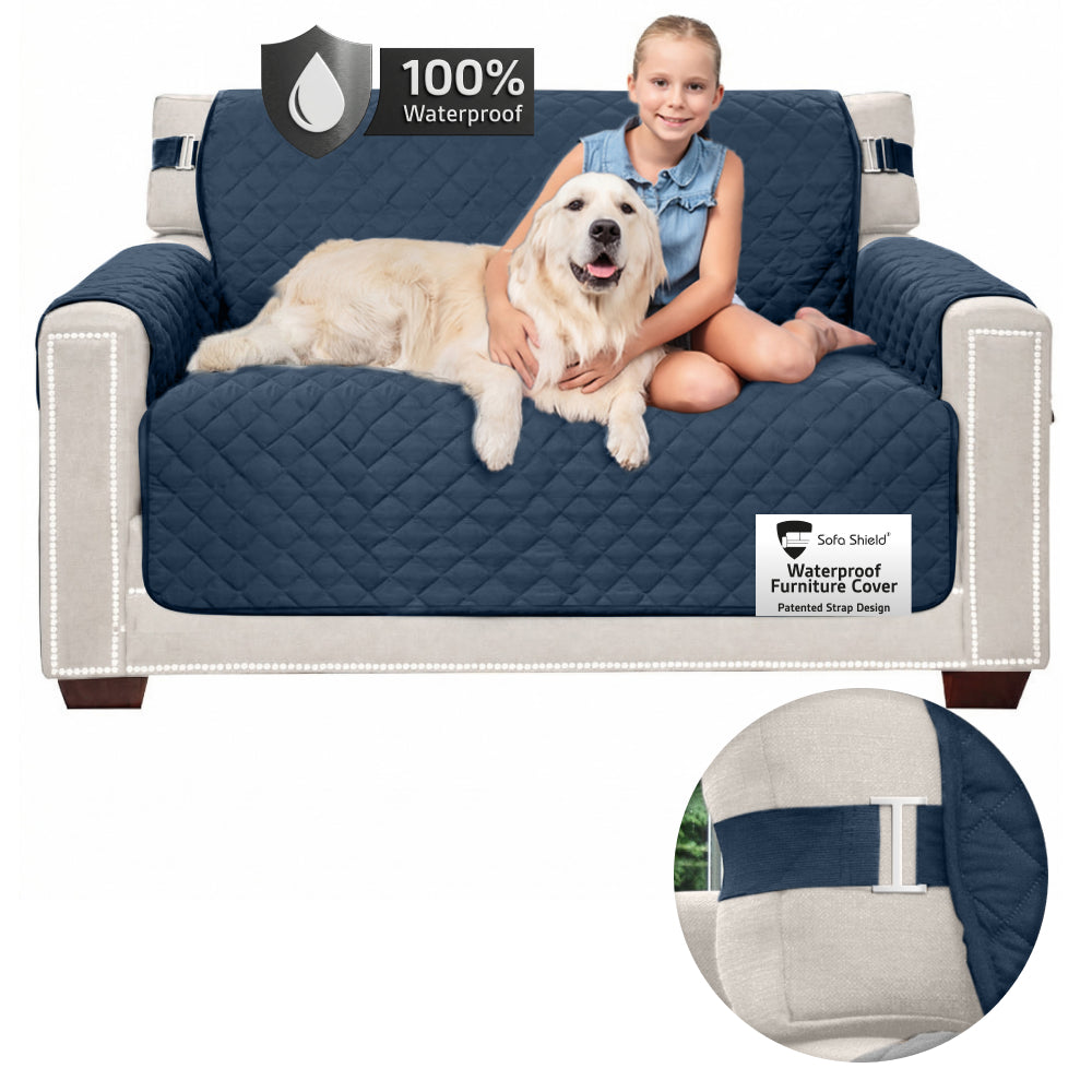 Sofa Shield Waterproof Sofa Cover Gorilla Grip Navy LoveSeat