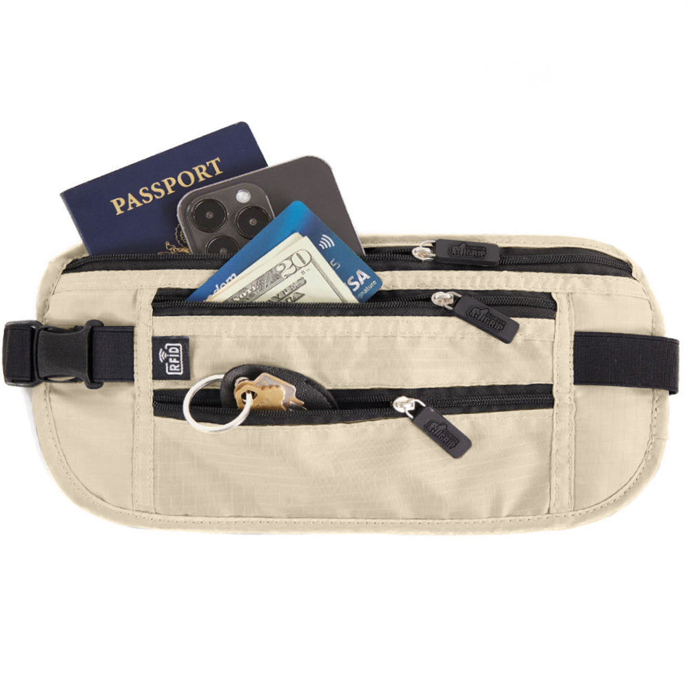 Travel Money Belt  Gorilla Grip Beige  