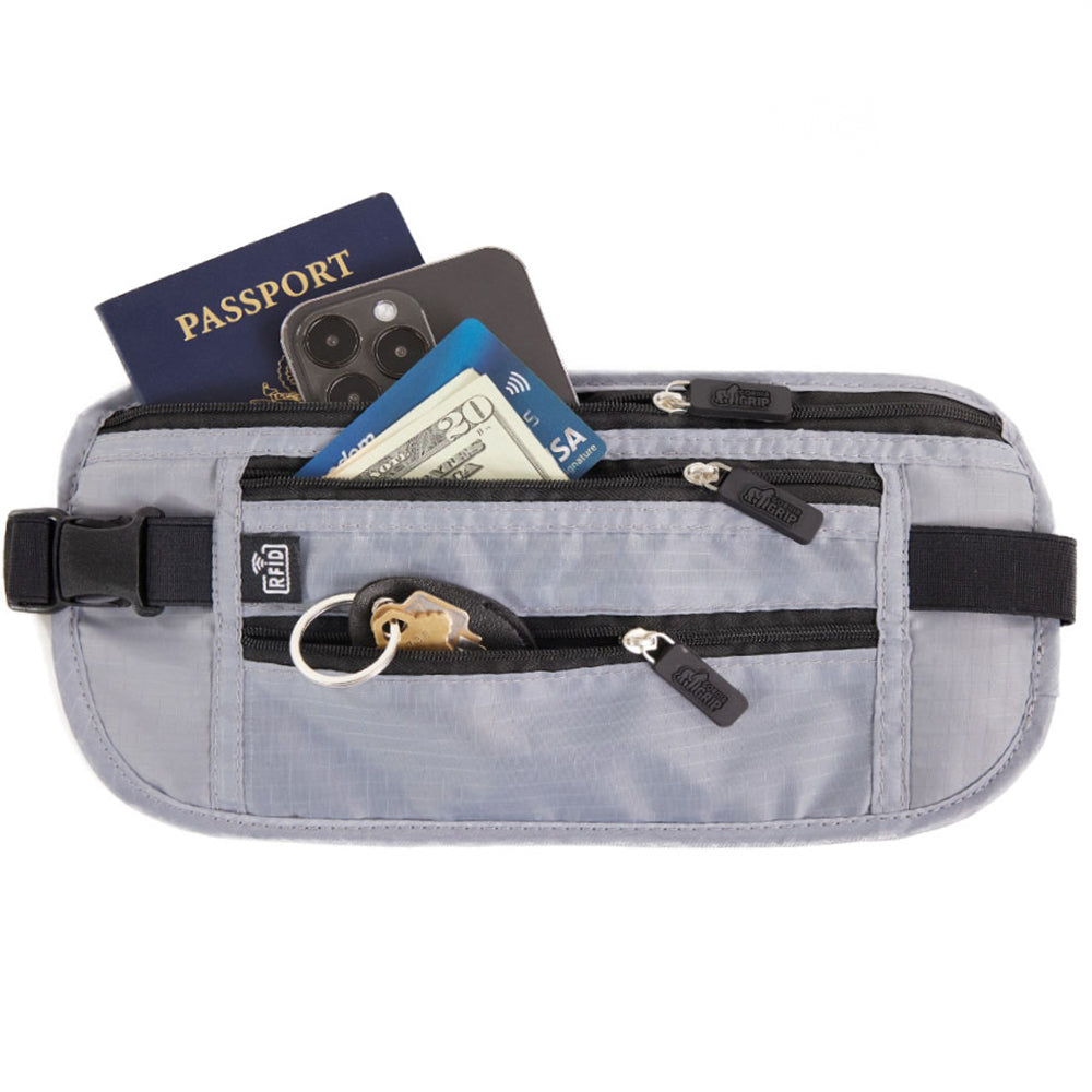 Travel Money Belt  Gorilla Grip Gray  