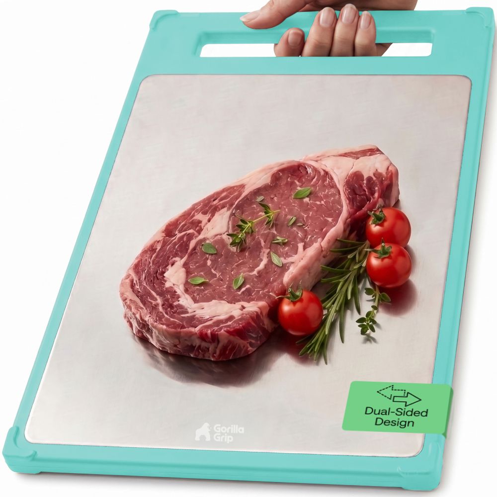 Stainless Steel Cutting Board Gorilla Grip Turquoise 16x11