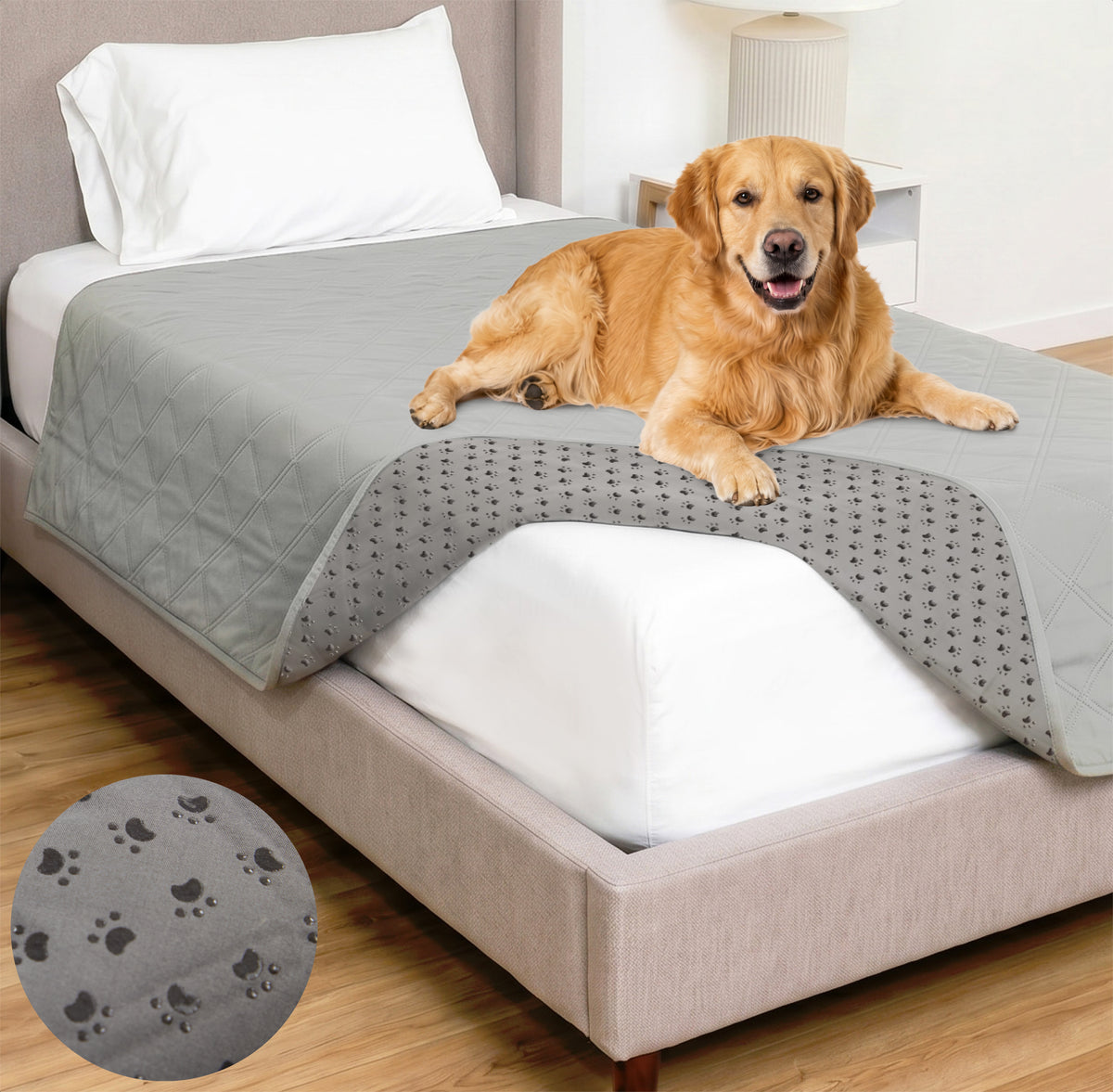Waterproof Pet Blanket Gorilla Grip Light Gray