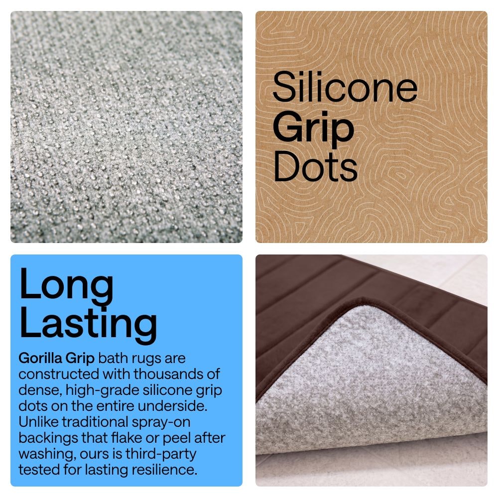 Striped Memory Foam Bath Rug Gorilla Grip Brown STORY