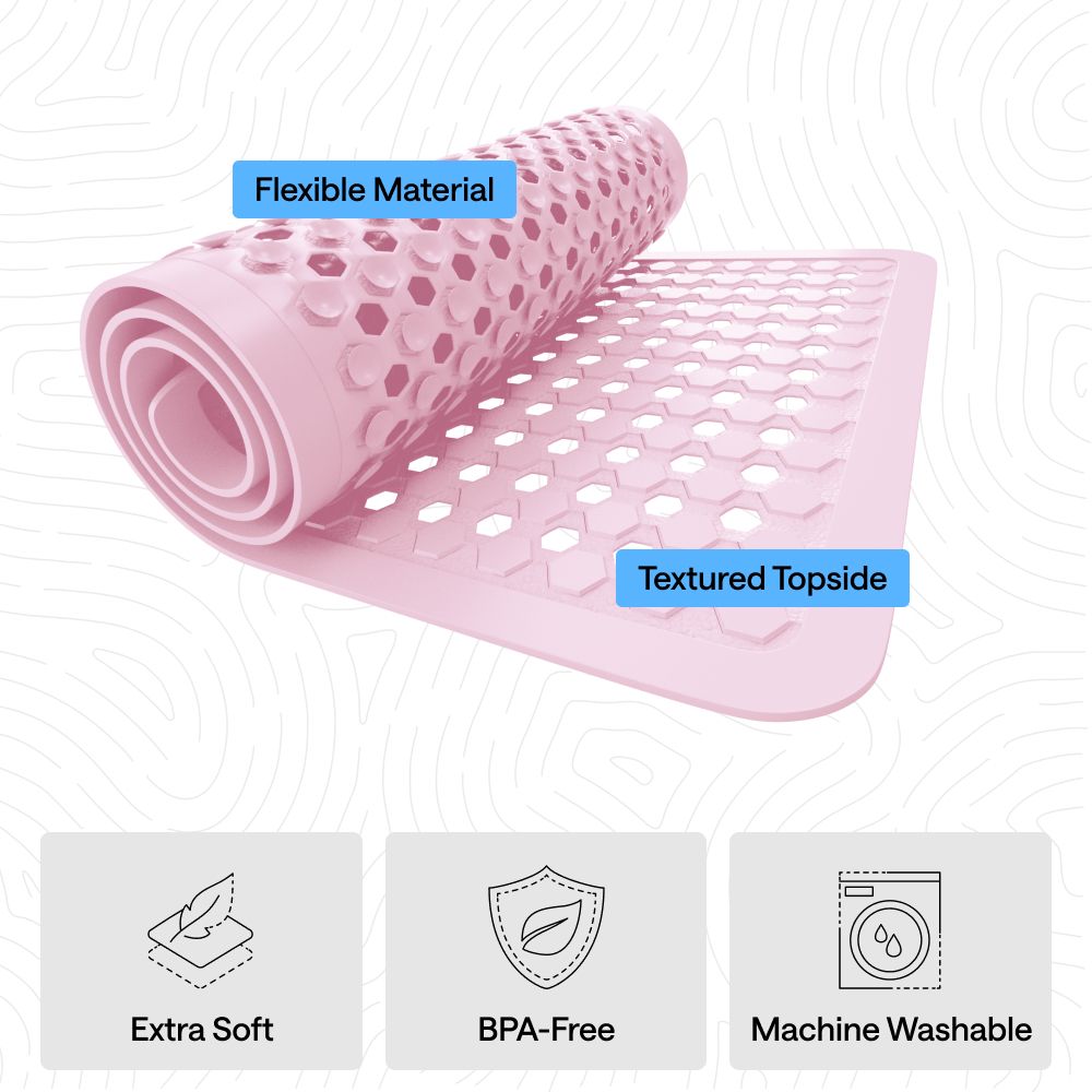 Bath Mat Gorilla Grip Light Pink Opaque Icons
