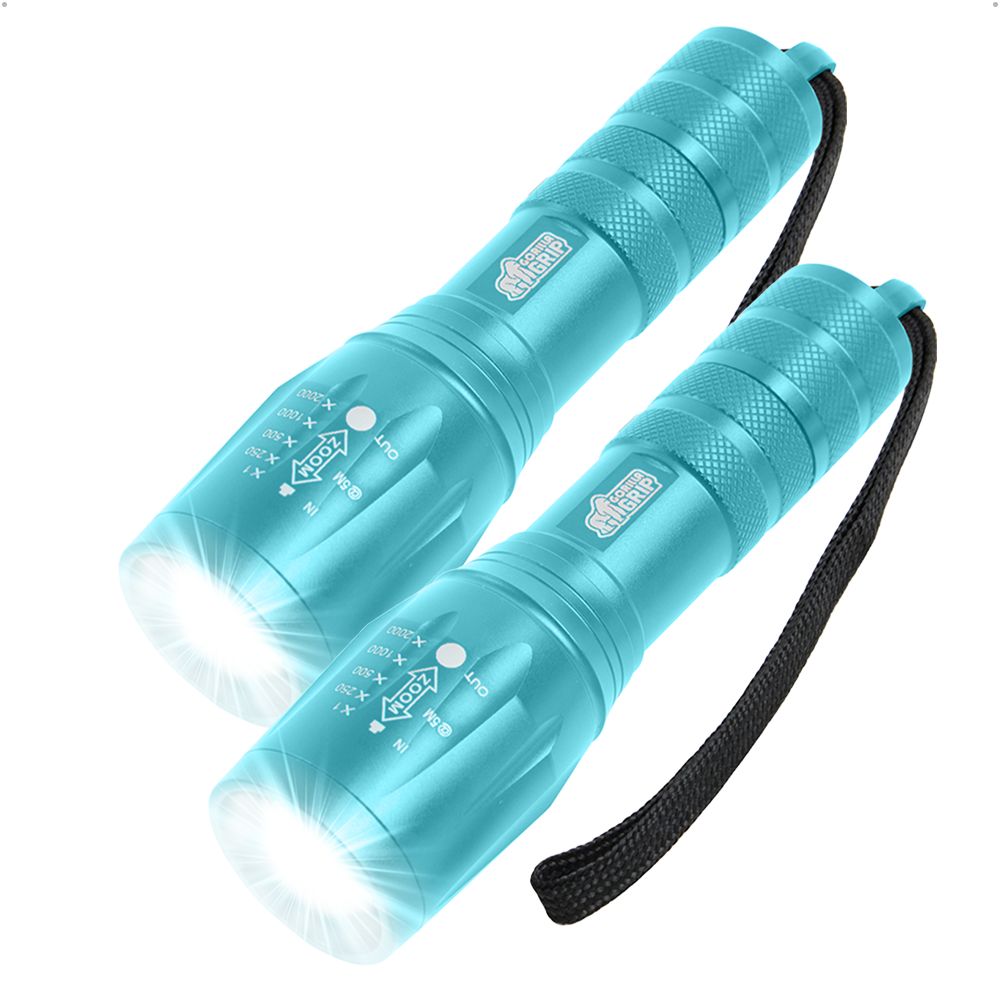 Compact Flashlight Gorilla Grip Turquoise 2 Pack
