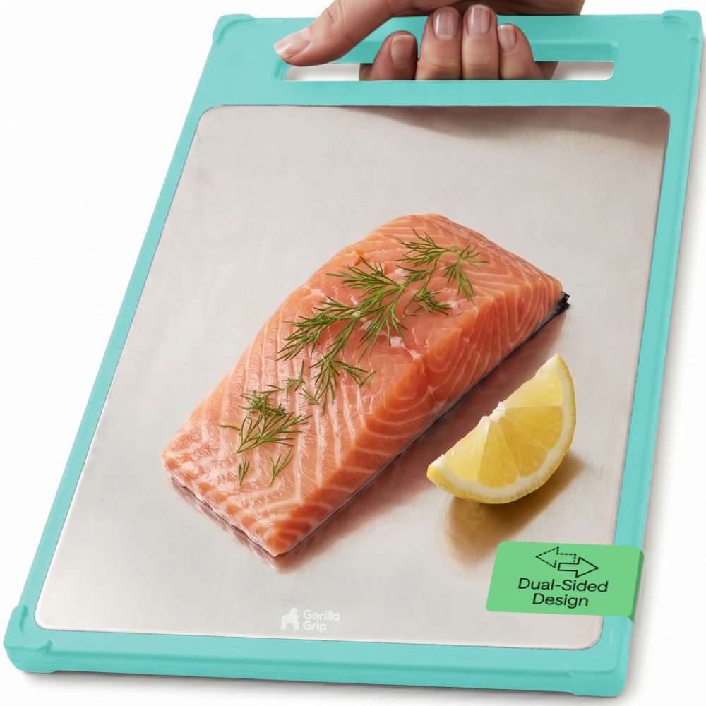 Stainless Steel Cutting Board Gorilla Grip Turquoise 12x8
