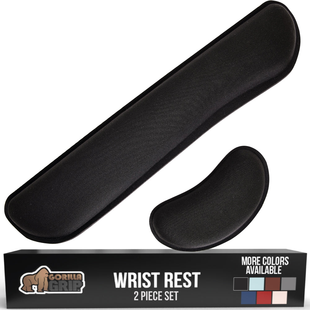 Gorilla Grip Wrist Rest and Chair Desk Mat, Wrist Rest Includes Mouse Pad  Rest in Black, Memory Foam, Stain Resistant, Chair Mat for Carpets Size