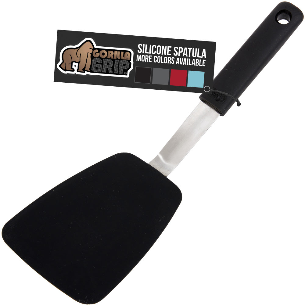 Gorilla Grip Cutting Boards Set of 3 and Silicone Spatula, Cutting Boards  are Slip Resistant, Spatula is 11.6 Inch and Heat Resistant, Both in Black