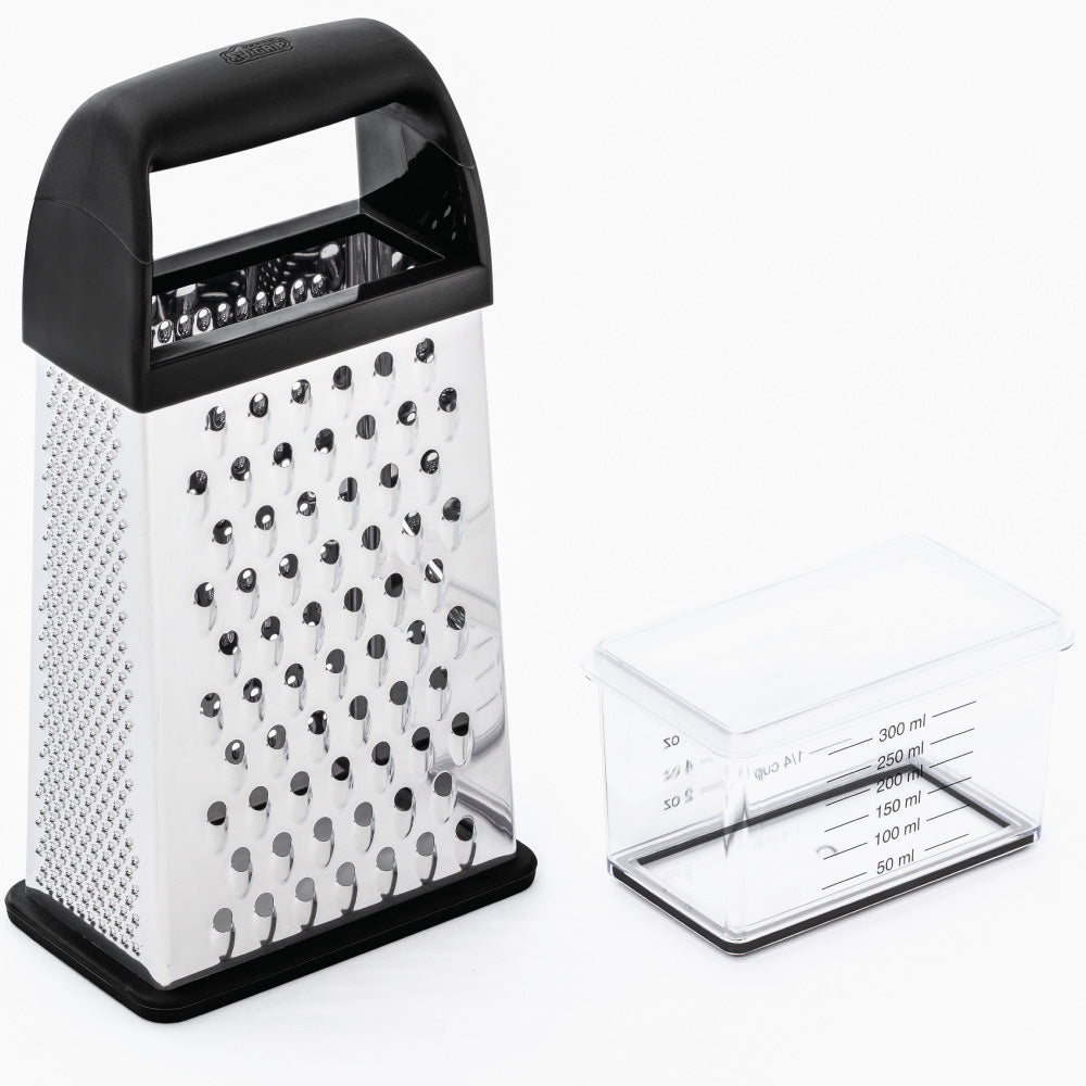 Stainless Steel Heavy-Duty Cheese Grater, 4-Sided Box Grater with Non-Slip  Base 