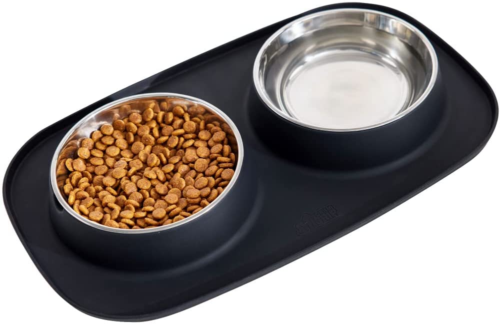 Kitchen Basics Microfiber Pet Bowl Feeding Mat, Anti-Skid and Absorbent, 10  Inch x 20 Inch