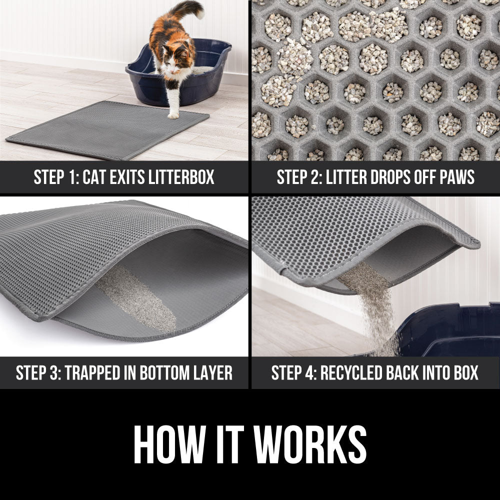 Gorilla Grip Original Premium Durable Cat Litter Mat, XL Jumbo GRAY 45 x 32  NEW