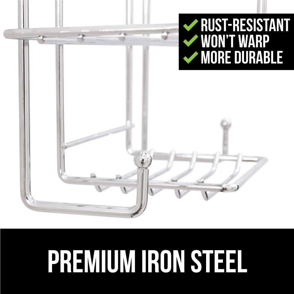Gorilla Grip Anti-Swing Oversized Shower Caddy, Rust Resistant Organizer,  Holds 11 Lbs, Strong Suction Cups, Hooks, Easy Hanging