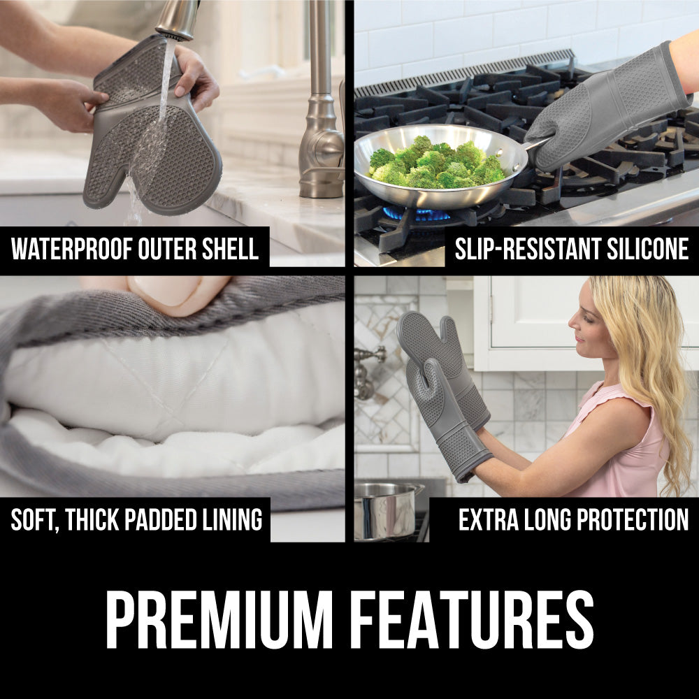 Gorilla Grip Cutting Board Set Of 3 And Silicone Oven Mitts Set, Both In  Gray Color, 2 Item Bundle