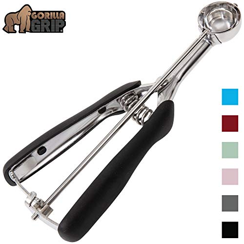 Gorilla Grip Stainless Steel Multipurpose BPA-Free Spring Scoop, 2 tsp, for Melon, Cookie Dough, Ice Cream Scoops, Perfect Portion Sizes, Easy