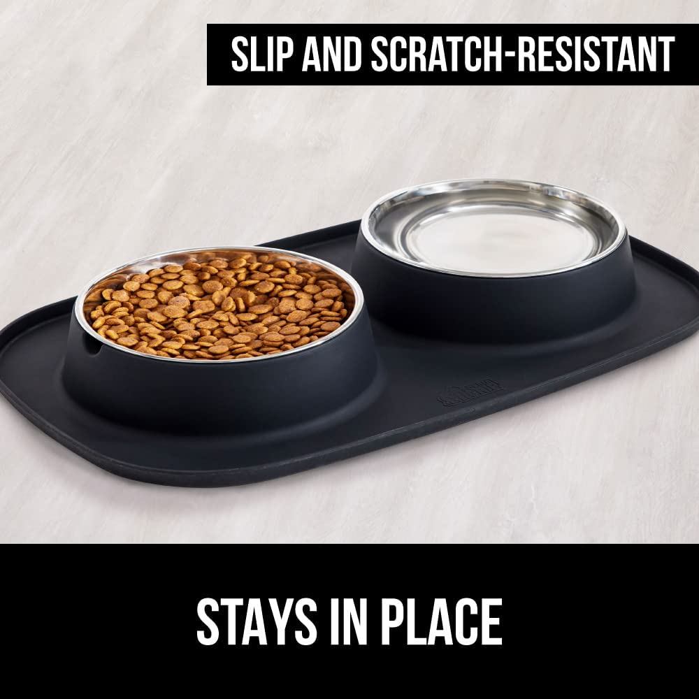 Gorilla Grip Stainless Steel Metal Dog Bowl Set of 2, 4 Cups, Rubber Base,  Heavy Duty, Rust Resistant, Food Grade BPA Free, Less Sliding, Quiet Pet