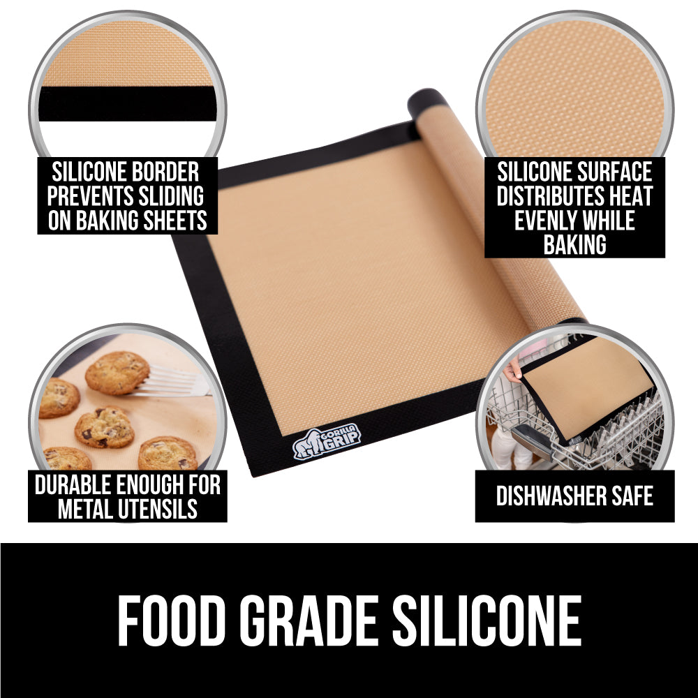 Gorilla Grip Non Stick Silicone Baking Mat Sheet, 2 Pack, Reusable Coo —  CHIMIYA