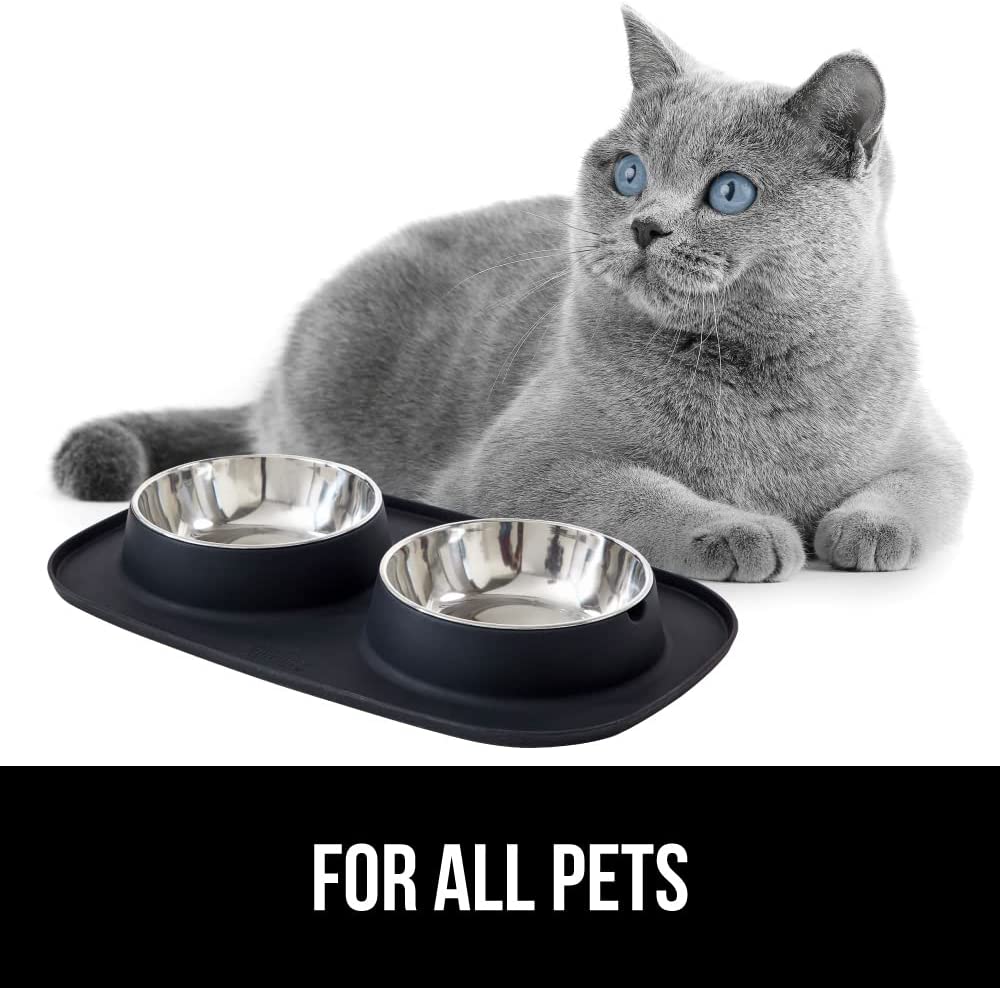 MSBC Ceramic Dog Bowl Set with Silicone Mat Non-Skid Non-Spill, Wide Mouth  Dog Feeding Bowl, Food and Water Pet Feeder for Dog Cat Puppy, Feeding Mat
