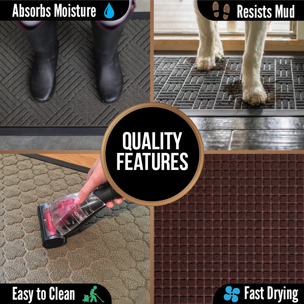 Gorilla Grip Original Durable Natural Rubber Door Mat, 47x35, Heavy Duty Doormat for Indoor Outdoor, Waterproof, Easy Clean, Low-Profile Rug Mats for